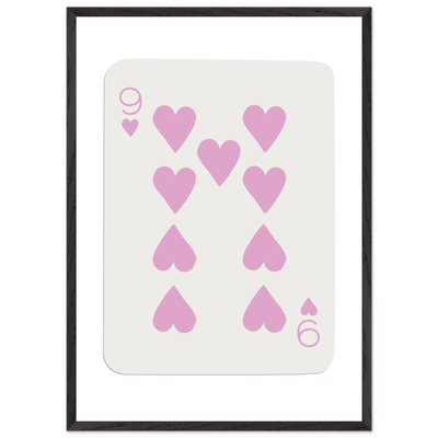 Nine of Hearts - Pink Poker Card Print - Mounted Framed Poster Art, Eco-Friendly Wood Frame - Vibrantwalls