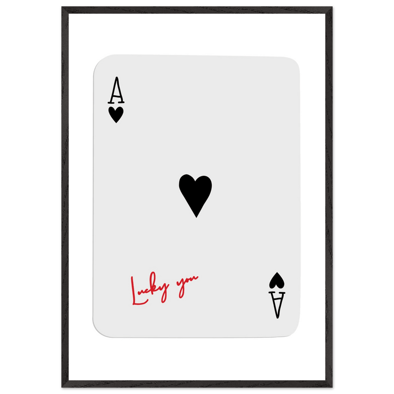 Lucky Ace of Hearts Framed Poster - Modern Poker Card Art, Eco-Friendly Wood Frame in Your Choice of Style - Vibrantwalls
