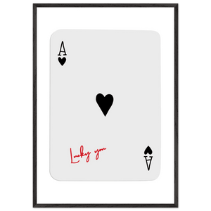 Lucky Ace of Hearts Framed Poster - Modern Poker Card Art, Eco-Friendly Wood Frame in Your Choice of Style - Vibrantwalls