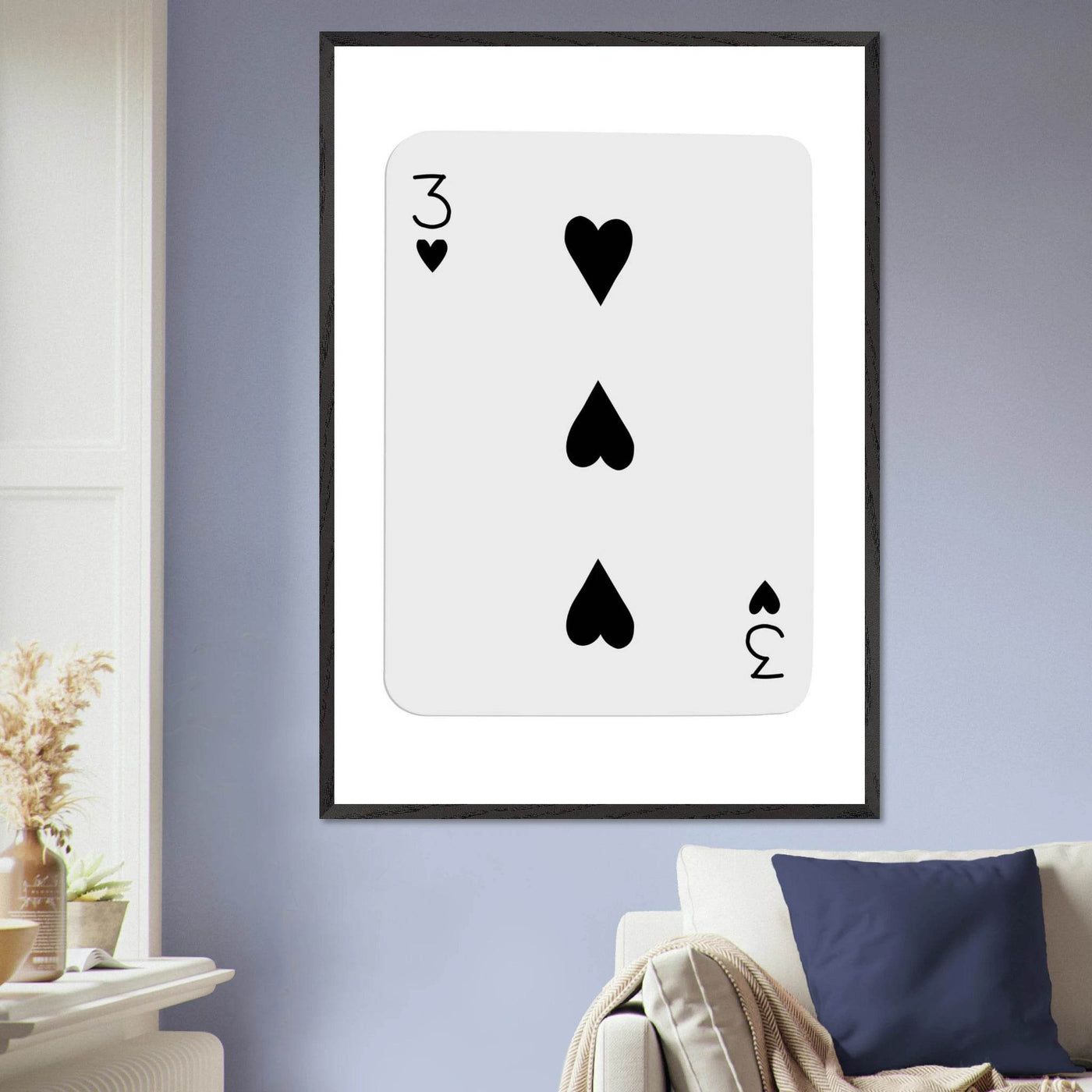 Poker Card Print - Three of Spades - Framed Wall Art, Eco-Friendly Wood Frame in Black, White, or Natural - Vibrantwalls