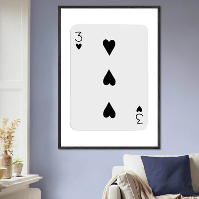 Poker Card Print - Three of Spades - Framed Wall Art, Eco-Friendly Wood Frame in Black, White, or Natural - Vibrantwalls