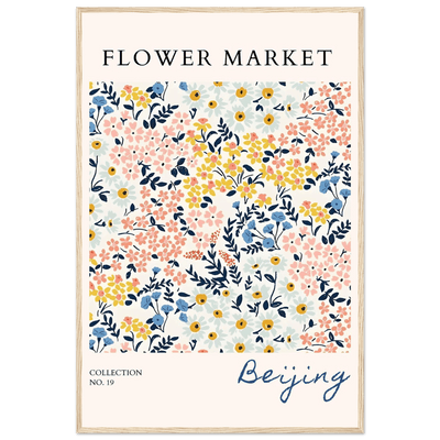 Flower Market Beijing Framed Poster – Whimsical Floral Art Print in Pastel Hues | Ready-to-Hang Wall Decor - Vibrantwalls