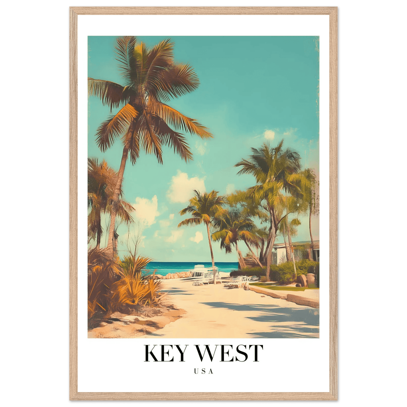 Key West USA Framed Poster – Vintage Travel Wall Art with Wooden Frame - Vibrantwalls