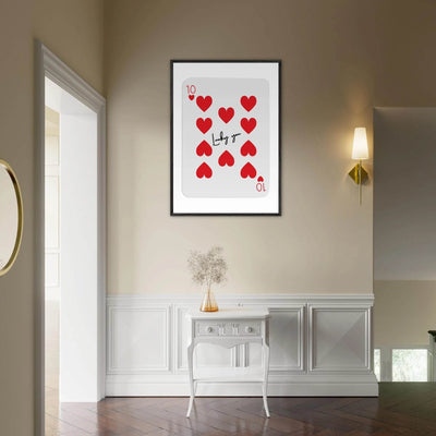 Lucky You - Ten of Hearts Playing Card Framed Poster Art, Eco-Friendly Wood Frame - Vibrantwalls