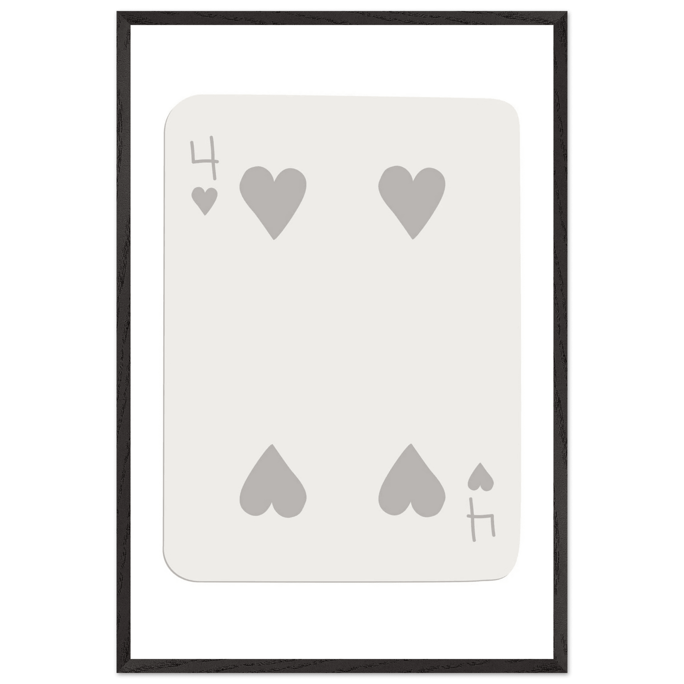 Four of Hearts Poker Card Print - Minimalist Mounted Framed Poster Art, Eco-Friendly Wood Frame - Vibrantwalls