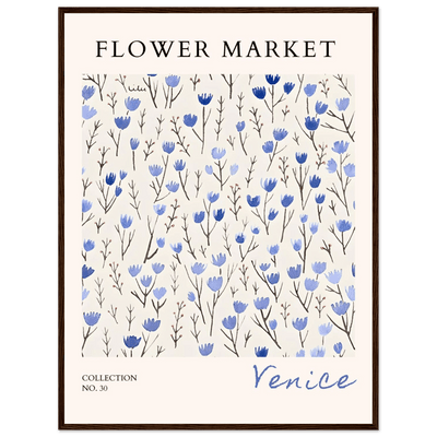 Venice Flower Market Framed Poster – Serene Blue Floral Art Print | Ready-to-Hang Wall Decor - Vibrantwalls