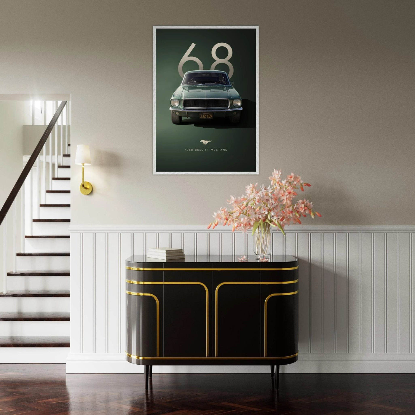 1968 Bullitt Mustang GT - 50th Anniversary Framed Poster | Iconic Automotive Art, Ready-to-Hang - Vibrantwalls