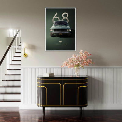 1968 Bullitt Mustang GT - 50th Anniversary Framed Poster | Iconic Automotive Art, Ready-to-Hang - Vibrantwalls