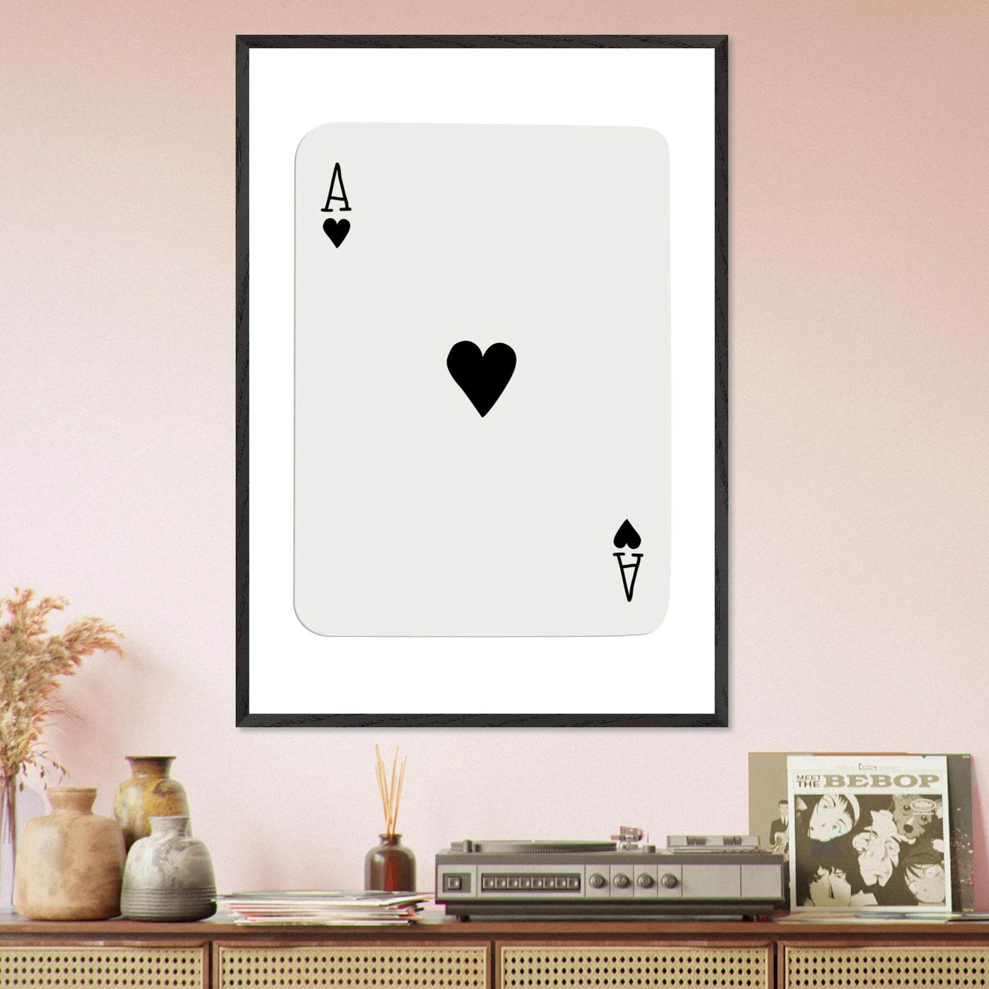 Ace of Hearts Poker Card Print - Elegant Framed Wall Art, Eco-Friendly Wood Frame & Multiple Sizes - Vibrantwalls