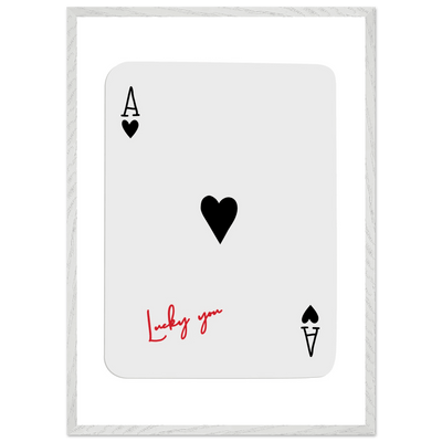 Lucky Ace of Hearts Framed Poster - Modern Poker Card Art, Eco-Friendly Wood Frame in Your Choice of Style - Vibrantwalls
