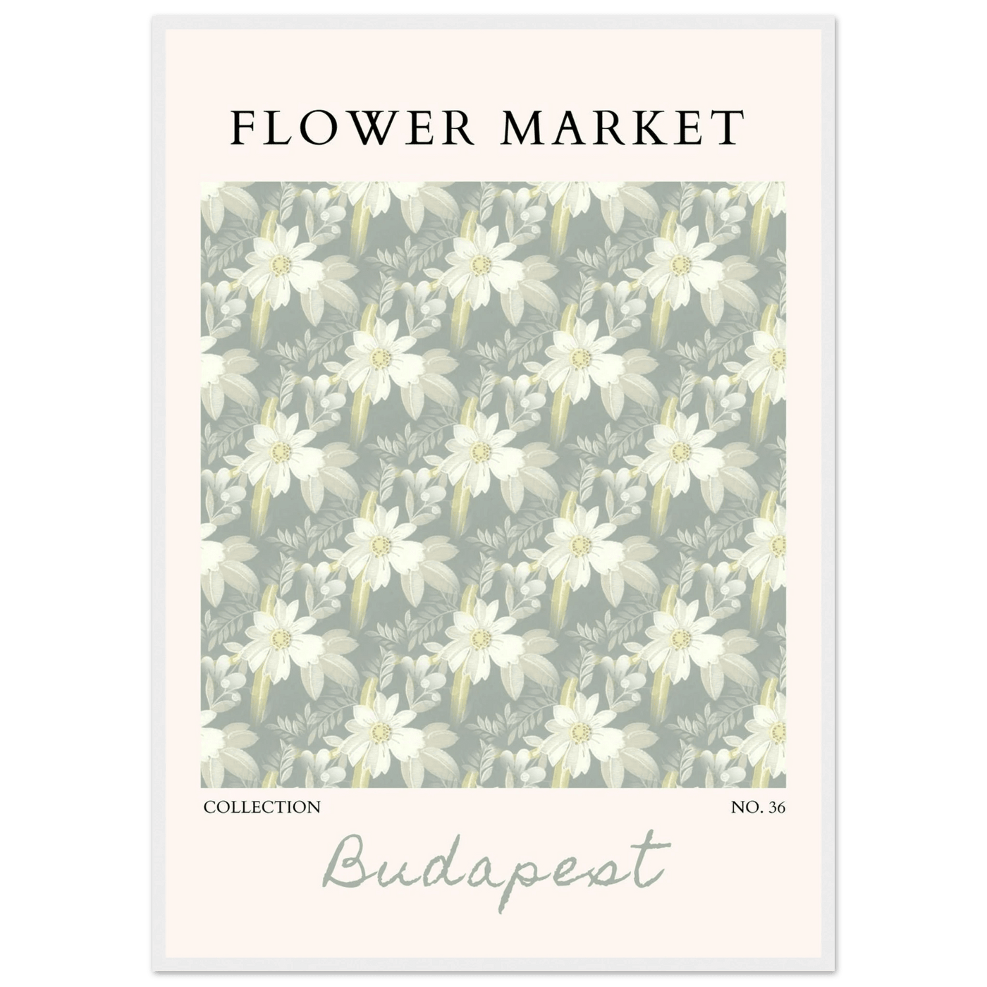 Budapest Flower Market Framed Poster – Elegant Botanical Art Print in Sage Green | Ready-to-Hang Wall Decor - Vibrantwalls