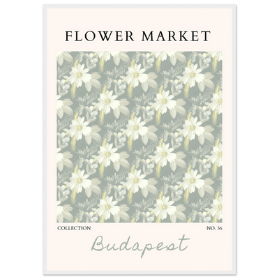 Budapest Flower Market Framed Poster – Elegant Botanical Art Print in Sage Green | Ready-to-Hang Wall Decor - Vibrantwalls