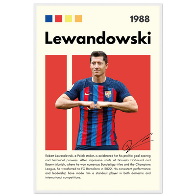 Robert Lewandowski FC Barcelona Framed Football Poster 60x90 cm 24x36″ White frame Vibrantwalls
