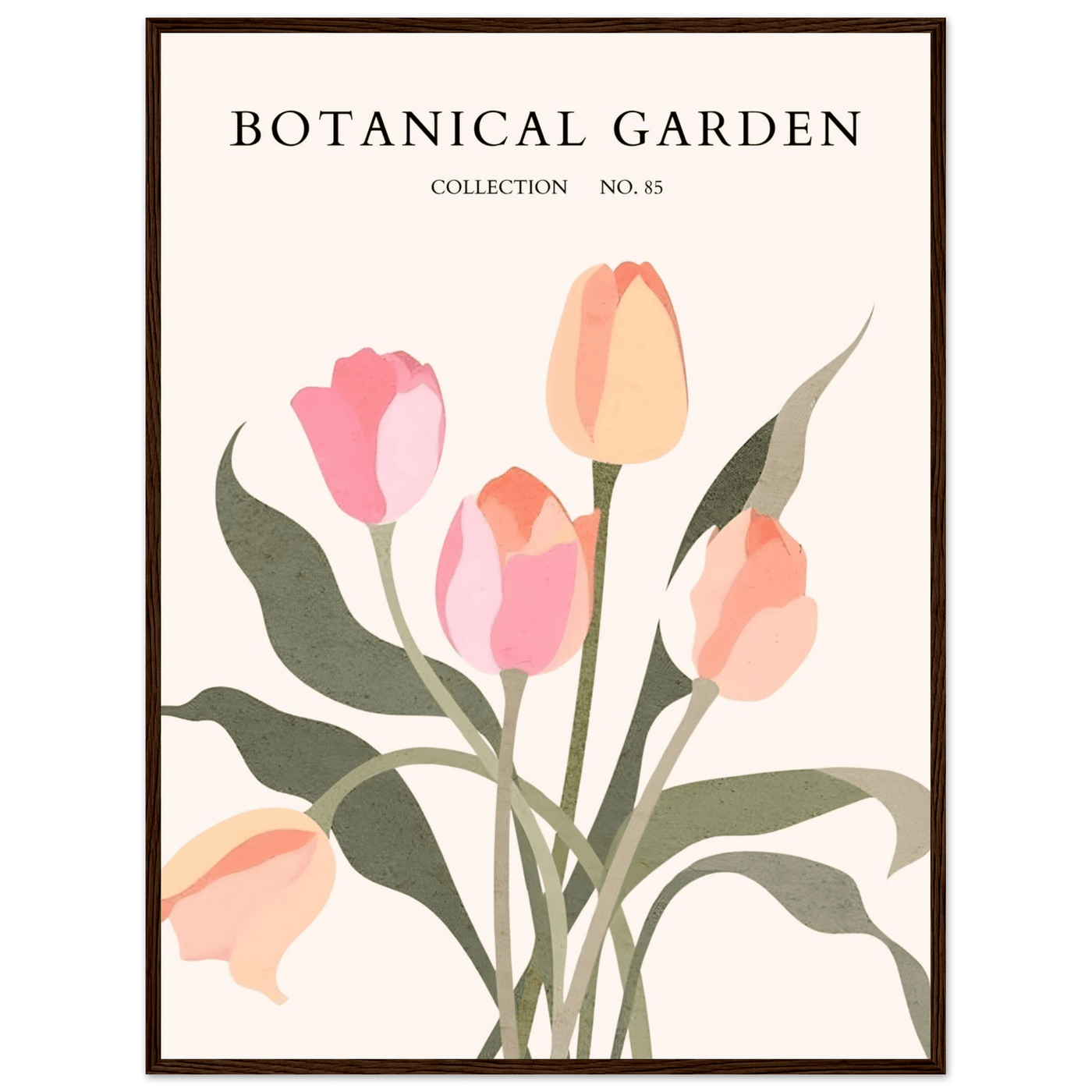 Botanical Garden Framed Posters – Soft Tulip Hues & Abstract Nature Art Prints | Ready-to-Hang in Your Choice of Frame - Vibrantwalls