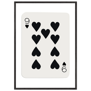 Minimalist Nine of Hearts Poker Card Print - Mounted Framed Eco-Friendly Wall Art in Various Sizes & Frame Finishes - Vibrantwalls