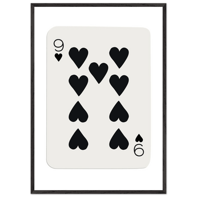 Minimalist Nine of Hearts Poker Card Print - Mounted Framed Eco-Friendly Wall Art in Various Sizes & Frame Finishes - Vibrantwalls