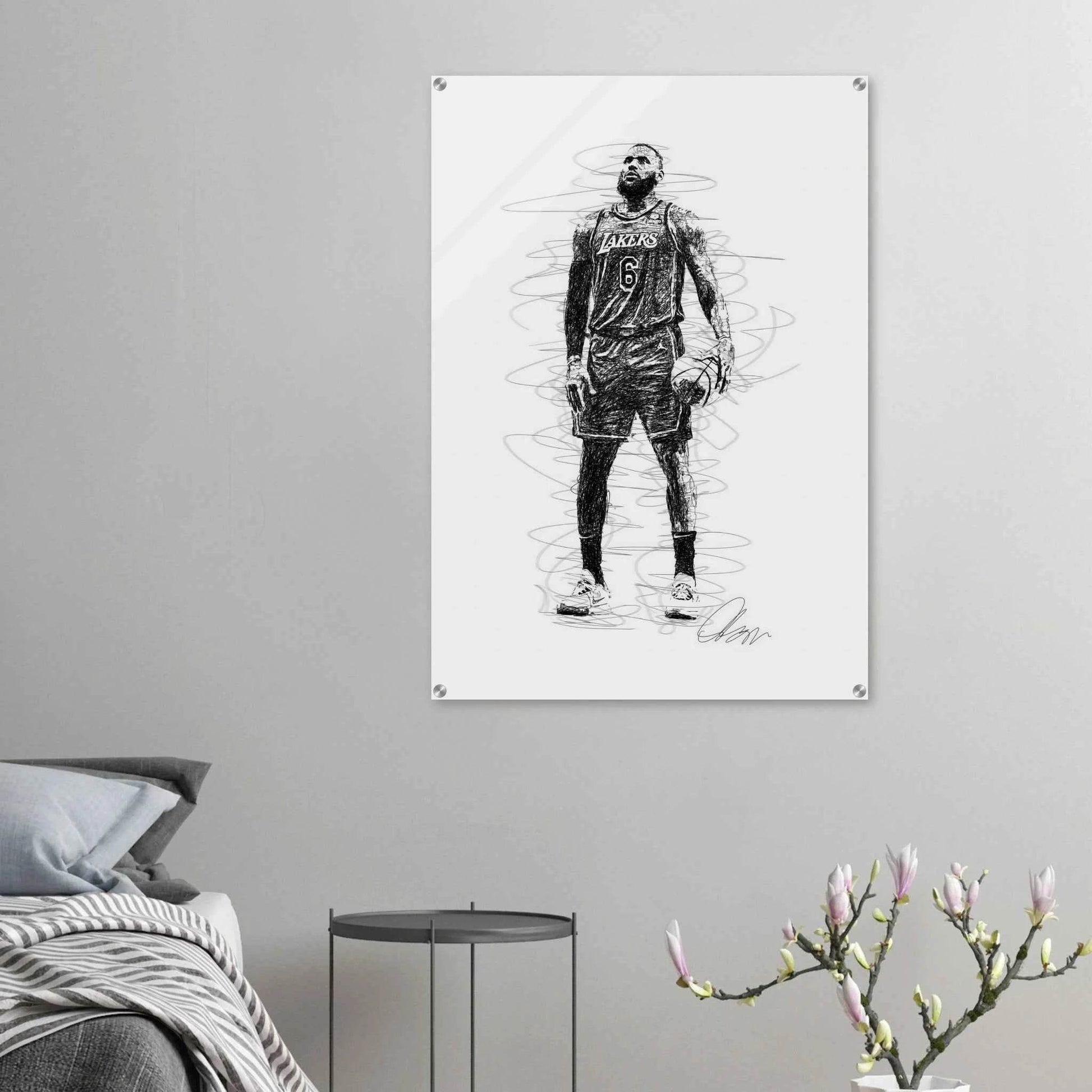LeBron James Wall Art – Dynamic, Modern NBA Sketch Acrylic Print for Sports Fans - Vibrantwalls