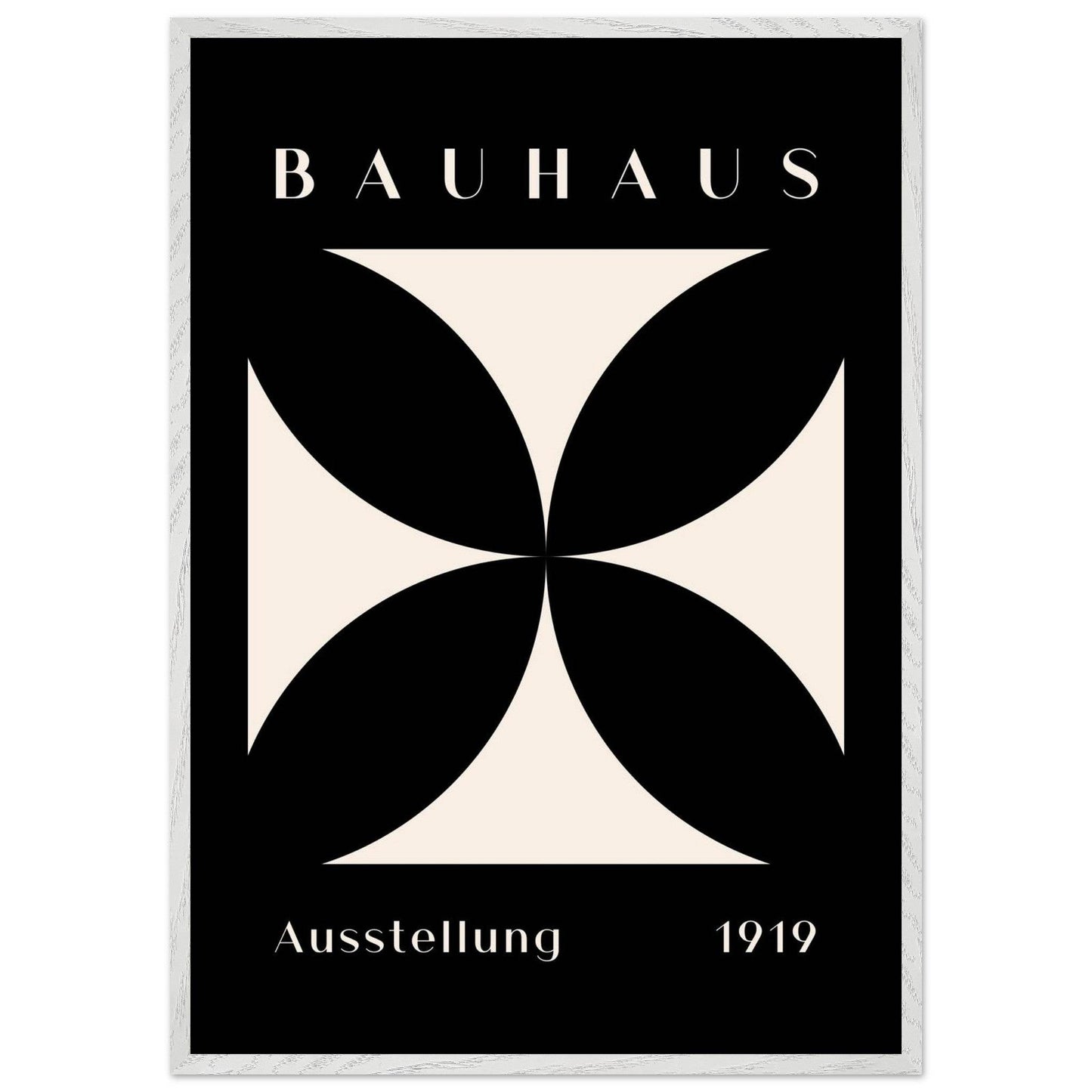 Bauhaus Minimalism 1919 Black Cream Movement Design Wall Art - Vibrantwalls
