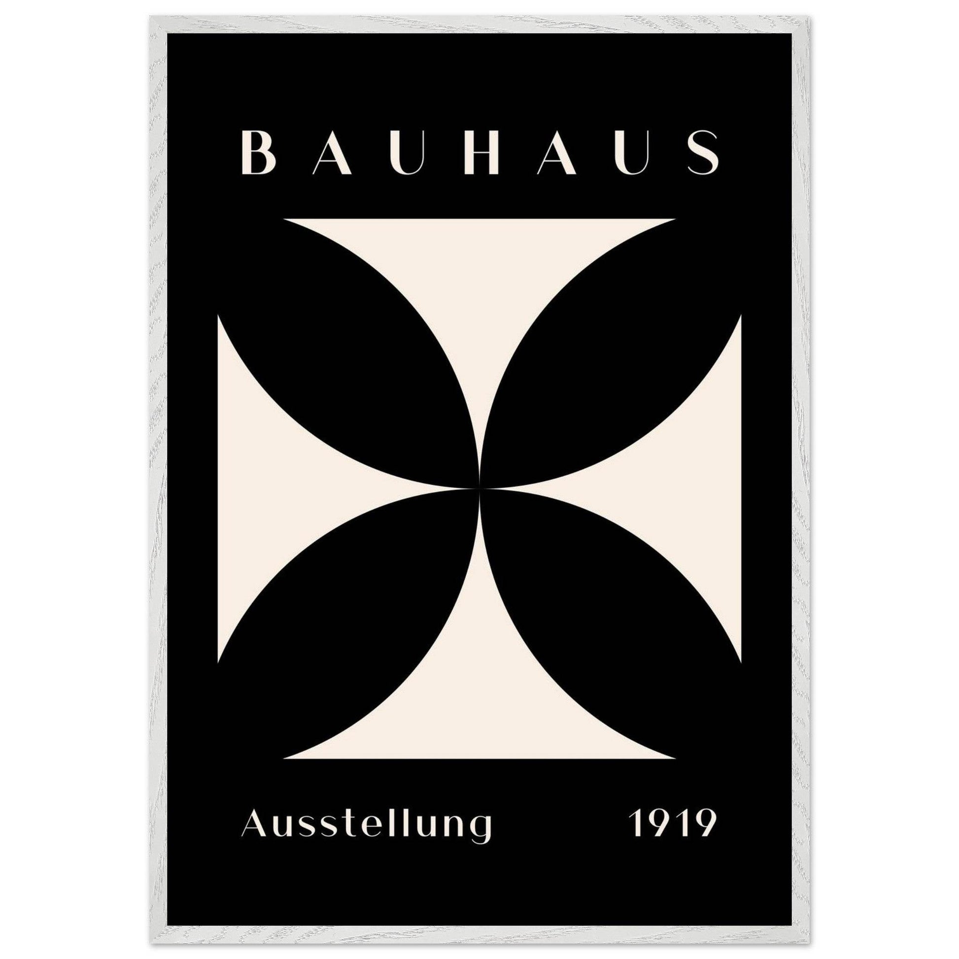 Bauhaus Minimalism 1919 Black Cream Movement Design Wall Art - Vibrantwalls