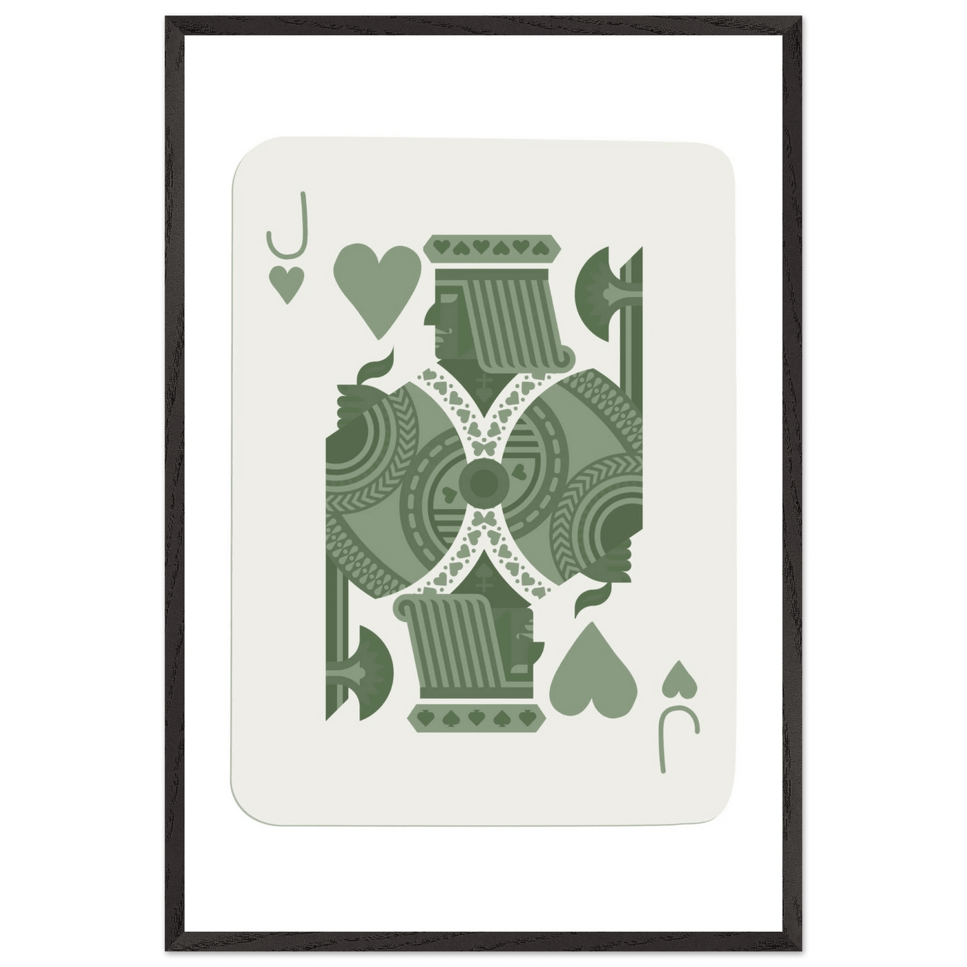 Minimalist Jack of Hearts Poker Card Print - Mounted Framed Eco-Friendly Art with Wood Frame - Vibrantwalls
