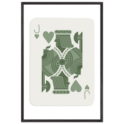 Minimalist Jack of Hearts Poker Card Print - Mounted Framed Eco-Friendly Art with Wood Frame - Vibrantwalls