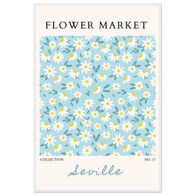 Charming Daisy Field Framed Poster – Pastel Blue & White Floral Art Print | Ready-to-Hang Wall Decor - Vibrantwalls