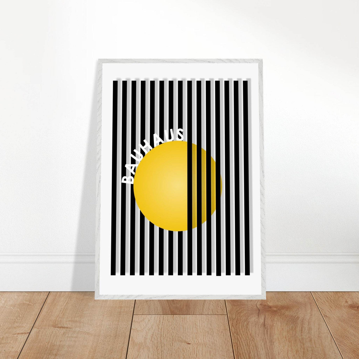 Bauhaus Yellow Circle Wall Art with Modern Stripes - Vibrantwalls
