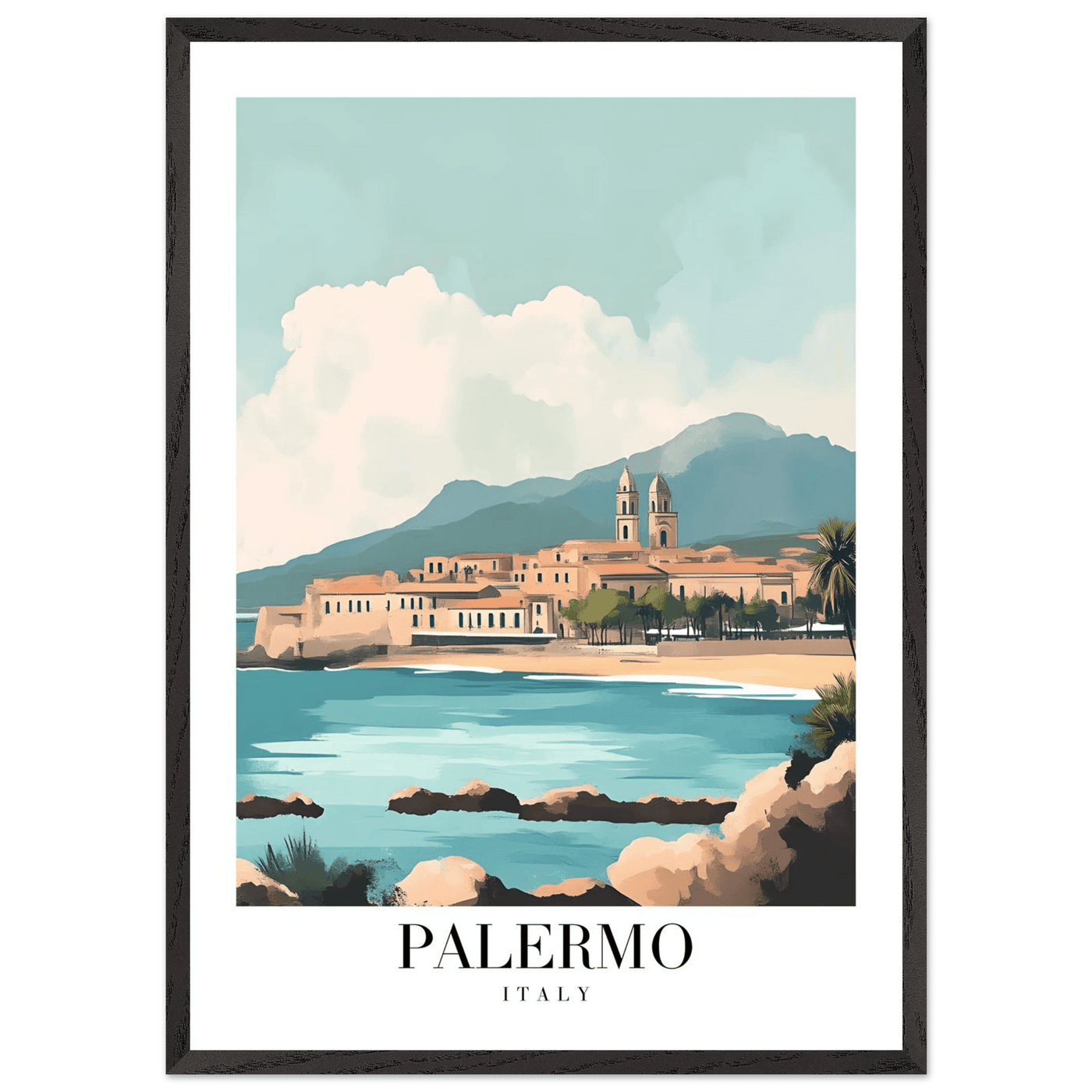 Palermo Italy Framed Poster – Vintage Mediterranean Travel Wall Art in Your Choice of Frame - Vibrantwalls