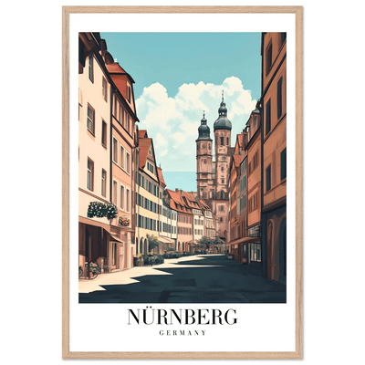 Nürnberg Germany Framed Poster – Vintage European Street Scene Wall Art with Wooden Frame - Vibrantwalls