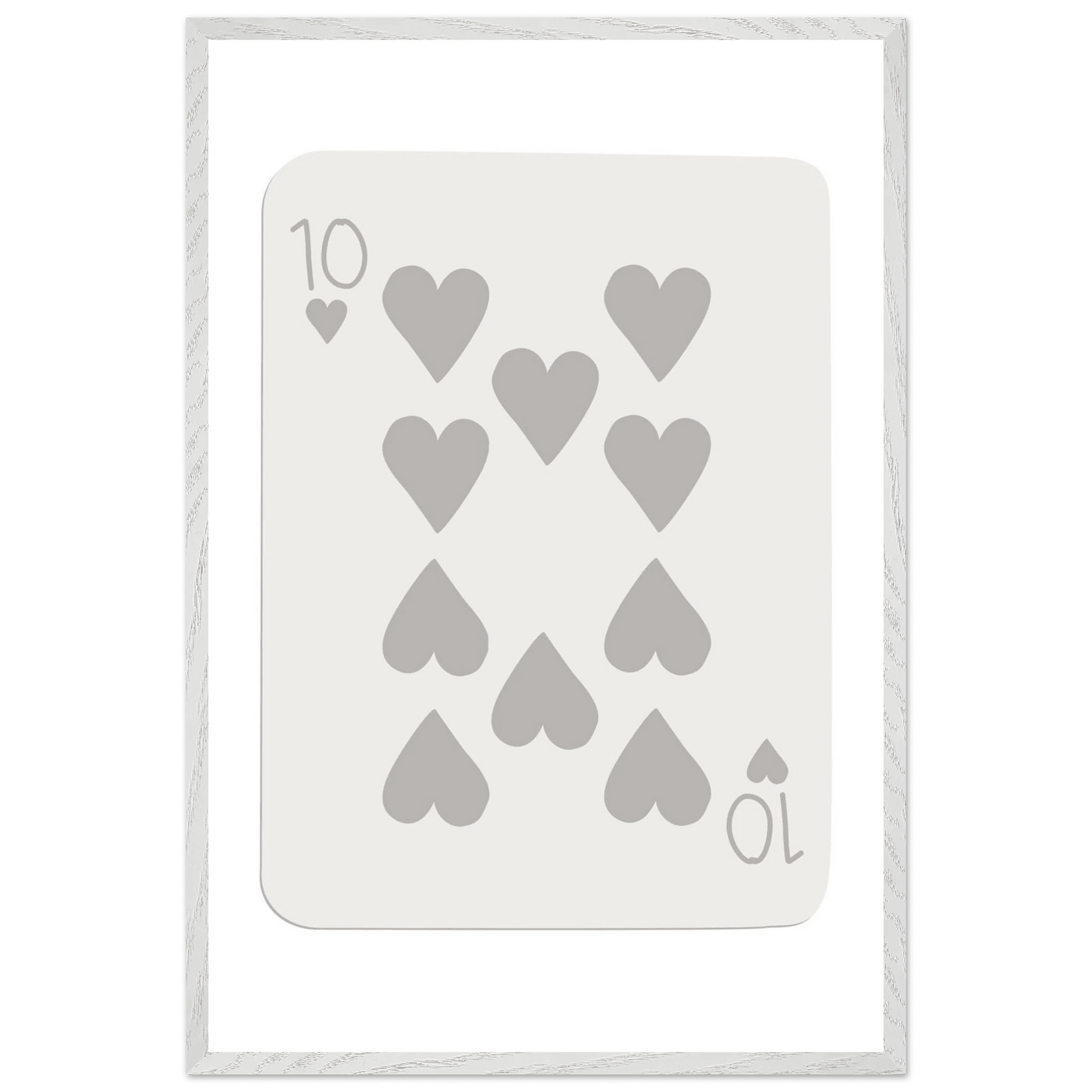 Minimalist Ten of Hearts Playing Card Print - Framed Poster Art, Eco-Friendly Wood Frame in Your Choice of Size & Finish - Vibrantwalls