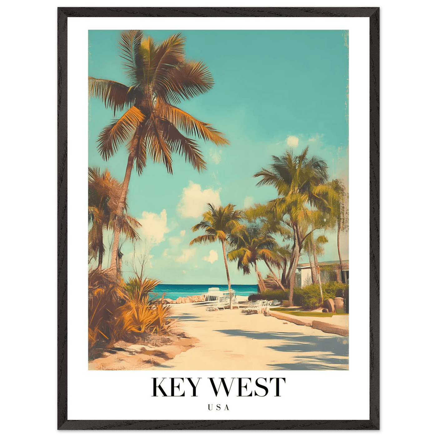 Key West USA Framed Poster – Vintage Travel Wall Art with Wooden Frame - Vibrantwalls