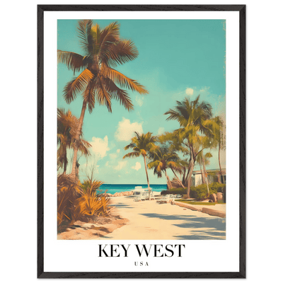 Key West USA Framed Poster – Vintage Travel Wall Art with Wooden Frame - Vibrantwalls