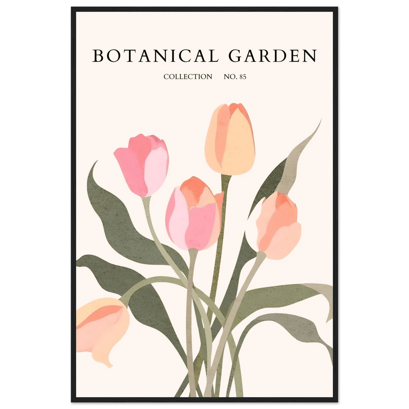 Botanical Garden Framed Posters – Soft Tulip Hues & Abstract Nature Art Prints | Ready-to-Hang in Your Choice of Frame - Vibrantwalls