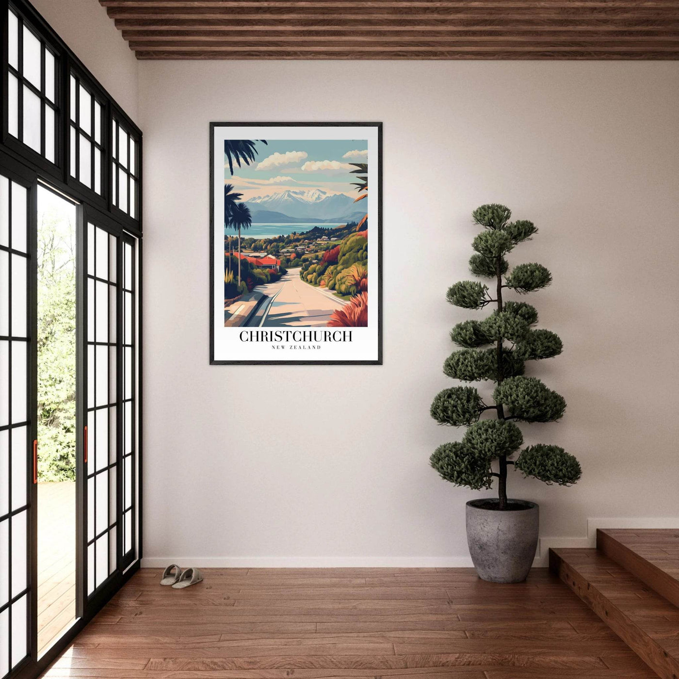 Christchurch New Zealand Framed Poster – Vintage Travel Wall Art with Wooden Frame - Vibrantwalls