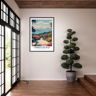Christchurch New Zealand Framed Poster – Vintage Travel Wall Art with Wooden Frame - Vibrantwalls