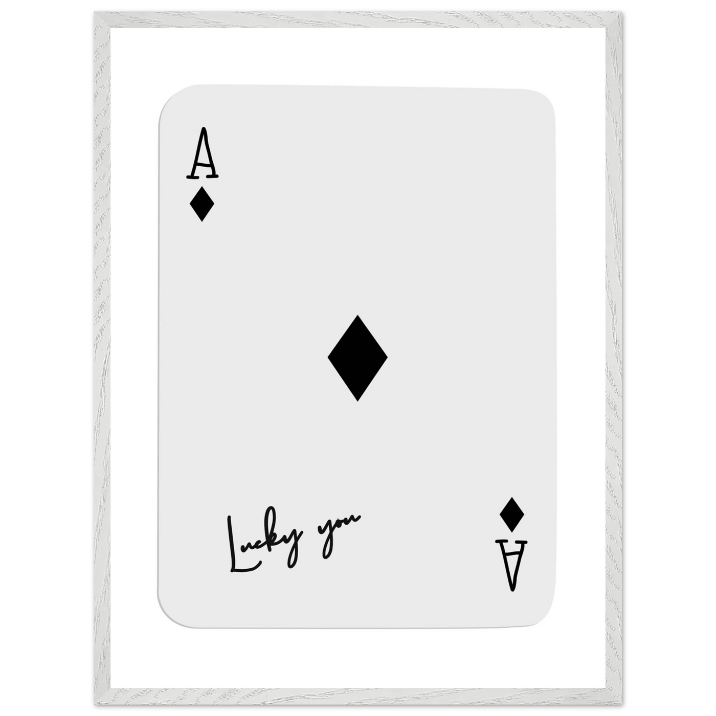 Lucky You Ace of Diamonds Poker Card Print - Mounted Framed Poster Art, Eco-Friendly Wood Frame in Your Choice of Style - Vibrantwalls