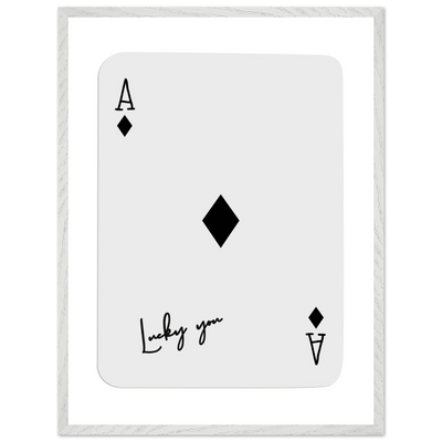 Lucky You Ace of Diamonds Poker Card Print - Mounted Framed Poster Art, Eco-Friendly Wood Frame in Your Choice of Style - Vibrantwalls