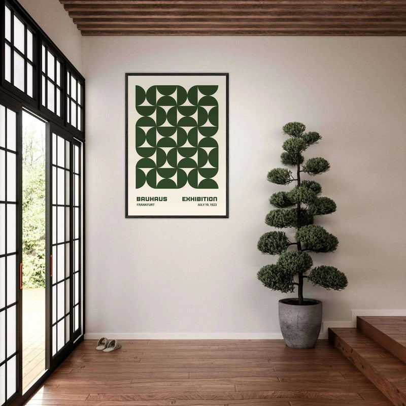 Bauhaus Forest Green Cream Wall Art - Vibrantwalls