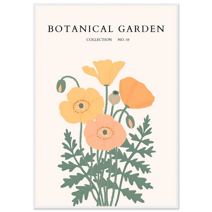 Botanical Garden Poppy Framed Poster – Warm Hues & Nature Art Print | Ready-to-Hang Floral Decor - Vibrantwalls
