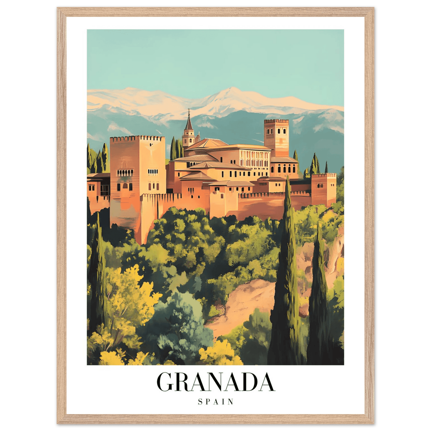 Granada Spain Framed Poster – Vintage Travel Wall Art with Wooden Frame - Vibrantwalls