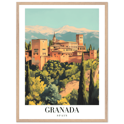 Granada Spain Framed Poster – Vintage Travel Wall Art with Wooden Frame - Vibrantwalls