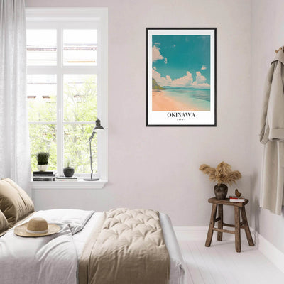 Okinawa Japan Framed Poster – Vintage Beach Travel Wall Art with Wooden Frame - Vibrantwalls