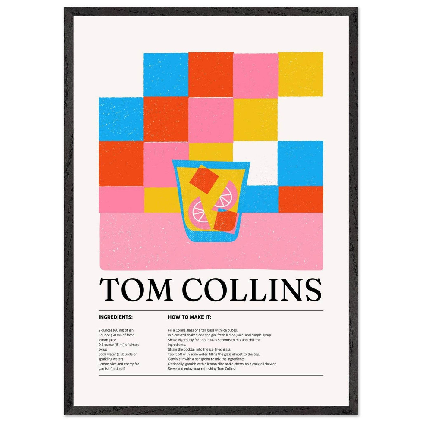 Retro Tom Collins Cocktail Recipe - Vibrantwalls