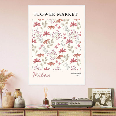 Milan Flower Market Framed Poster – Blush & Sage Floral Art Print | Ready-to-Hang Wall Decor - Vibrantwalls