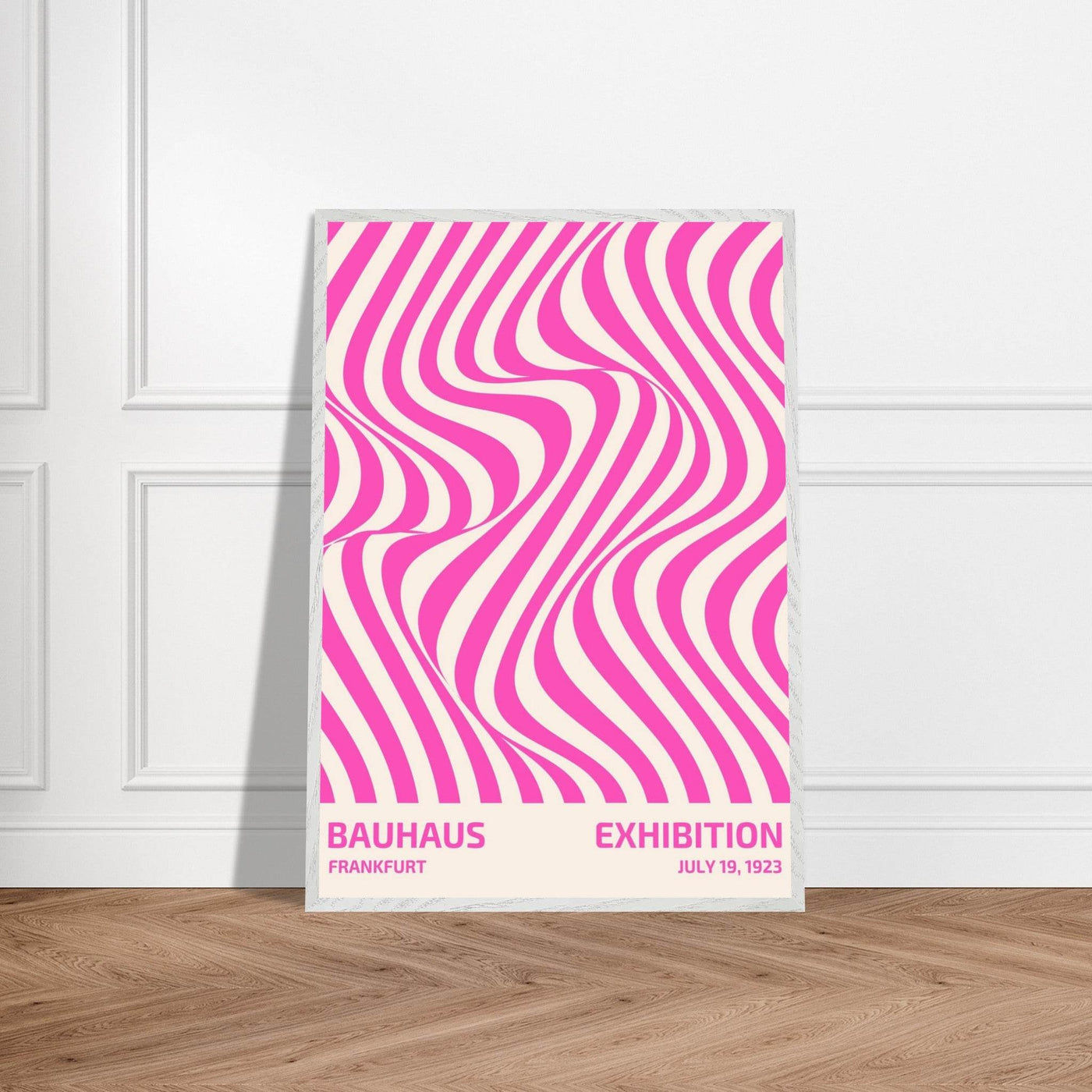 Bauhaus Pink Stripe Abstract Art Print – Modern Minimalist Framed Poster in Multiple Sizes - Vibrantwalls