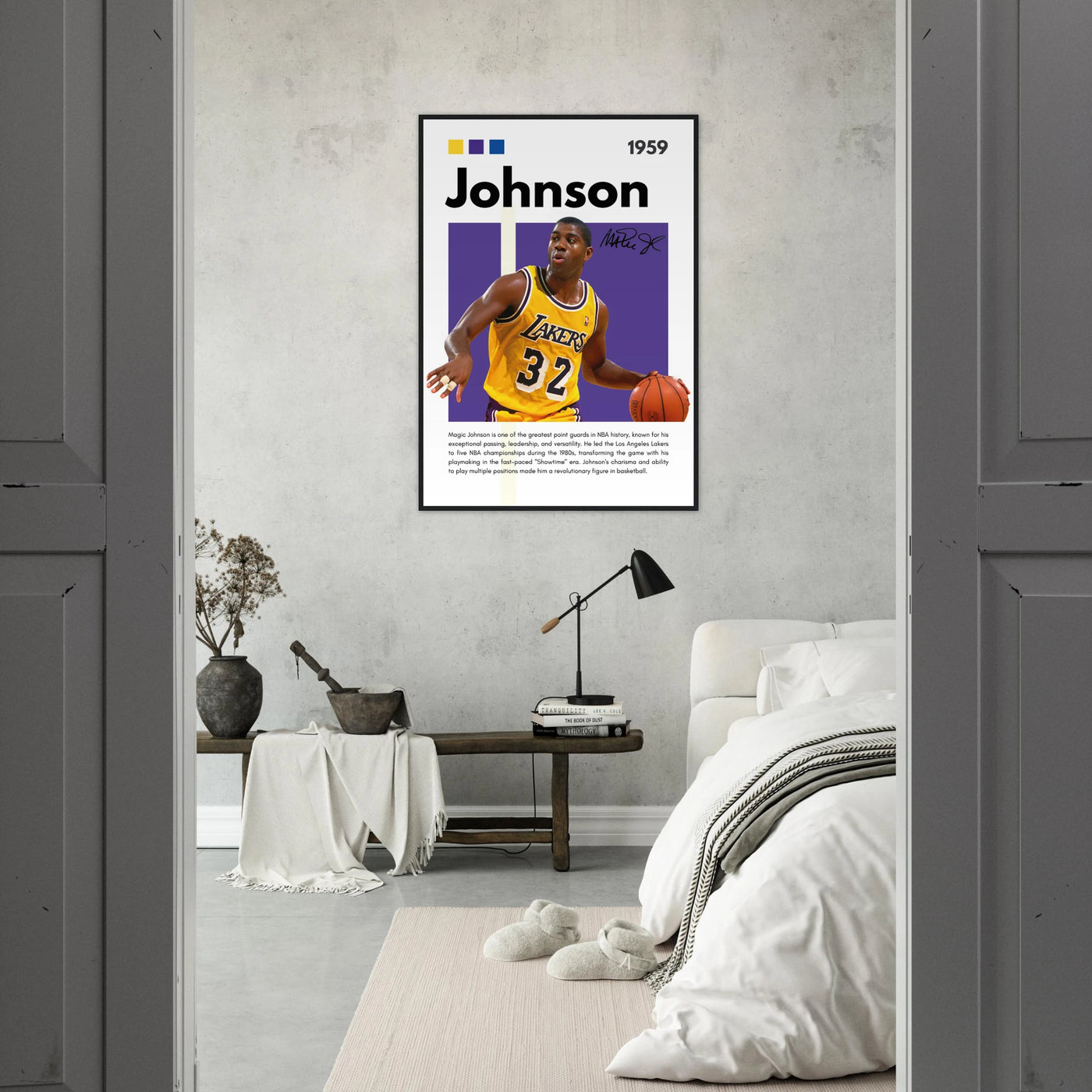 Magic Johnson Showtime Lakers Vintage Art Print Vibrantwalls