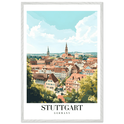 Stuttgart Germany Framed Poster – Vintage European Cityscape Wall Art with Customizable Wooden Frame - Vibrantwalls