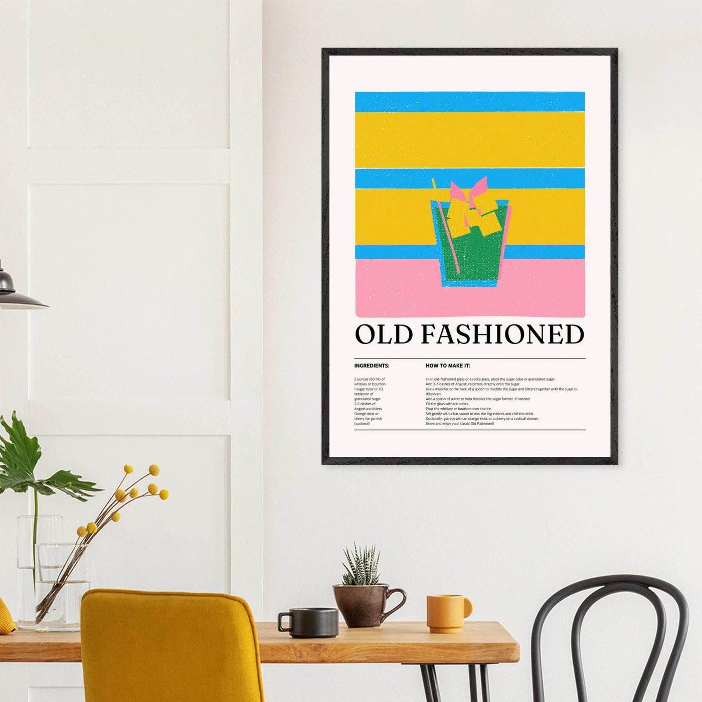 Old Fashioned Cocktail Recipe Art Print - Vibrantwalls