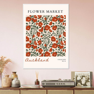 Auckland Flower Market Framed Poster – Vibrant Poppy Art Print | Ready-to-Hang Floral Decor - Vibrantwalls