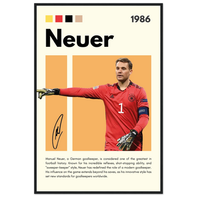Manuel Neuer Goalkeeper Framed Football Legend Poster 60x90 cm 24x36″ Black frame Vibrantwalls